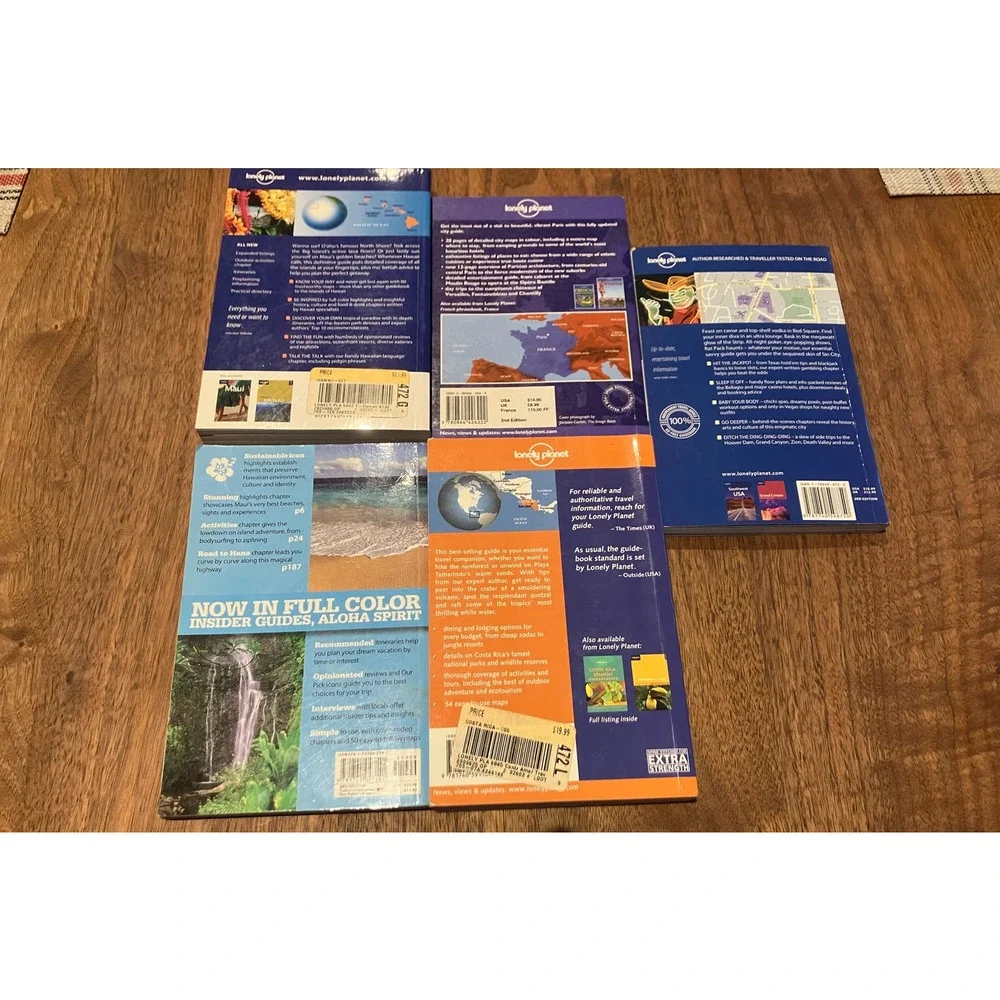 Lonely‎ Planet Books Lot of 5 Maui, Paris, Las Vegas, Costa Rica, Hawaii Travel